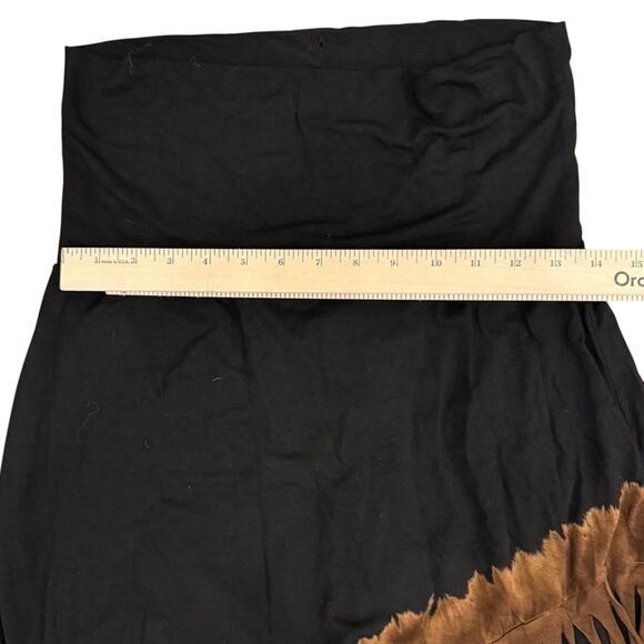 Western Black Brown Ombre Fringe High Low Jersey Skirt Strapless Dress Size XL - Picture 9 of 10